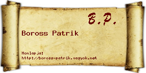 Boross Patrik névjegykártya